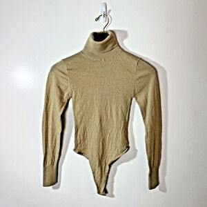 Kith Women’s Wool Turtleneck Bodysuit Size XS Beige Minimalist Capsule Wardrobe